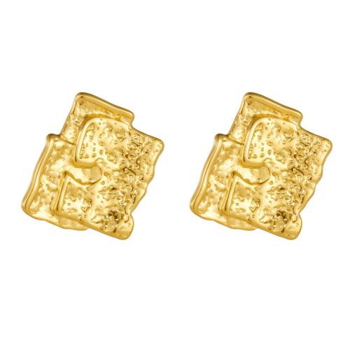 Stainless Steel Stud Earrings, 304 Stainless Steel, gold color plated, fashion jewelry & for woman, golden, 25x28mm, Sold By Pair