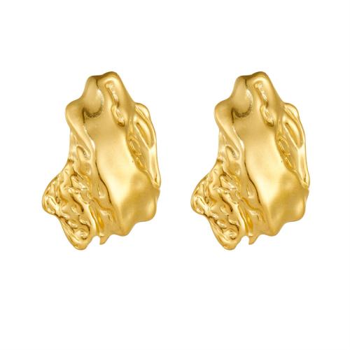 Boucle d'oreille de gaujon en acier inoxydable, Acier inoxydable 304, Placage de couleur d'or, bijoux de mode & pour femme, doré, 20x25mm, Vendu par paire