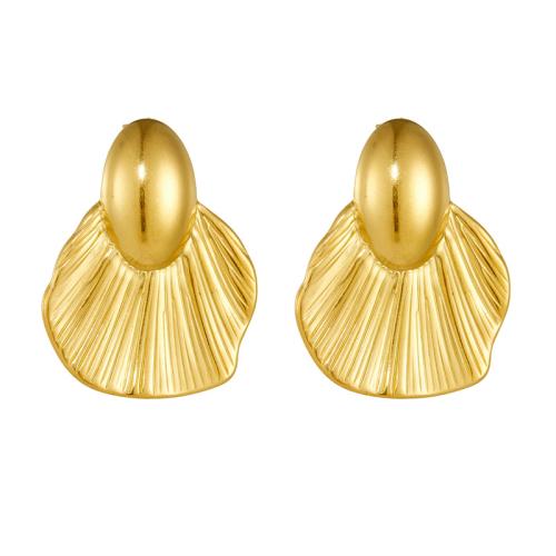 Stainless Steel Stud Earrings, 304 Stainless Steel, gold color plated, fashion jewelry & for woman, golden, 30x40mm, Sold By Pair