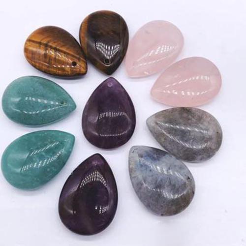 Gemstone Pendants Jewelry, Natural Stone, Teardrop, DIY & different materials for choice, more colors for choice, 18x25x7mm, Sold By PC