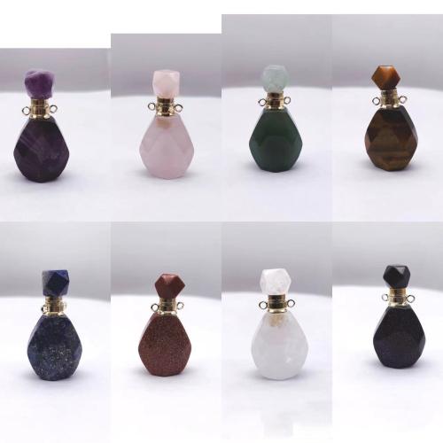 Natural Stone Perfume Bottle Pendant, with Brass & Iron, plated, DIY & different materials for choice, more colors for choice, 19x36x13mm, Sold By PC