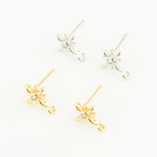 Brass Earring Drop Component, plated, DIY & micro pave cubic zirconia, more colors for choice, nickel, lead & cadmium free, 12x9x3mm, Sold By Pair