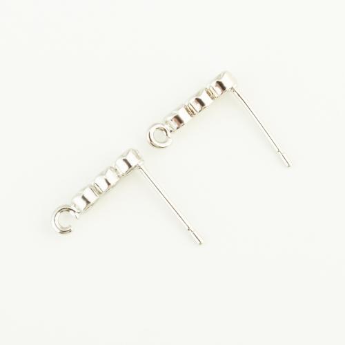 Brass Earring Drop Component, plated, DIY & micro pave cubic zirconia, more colors for choice, nickel, lead & cadmium free, 14x4x2mm, Sold By Pair