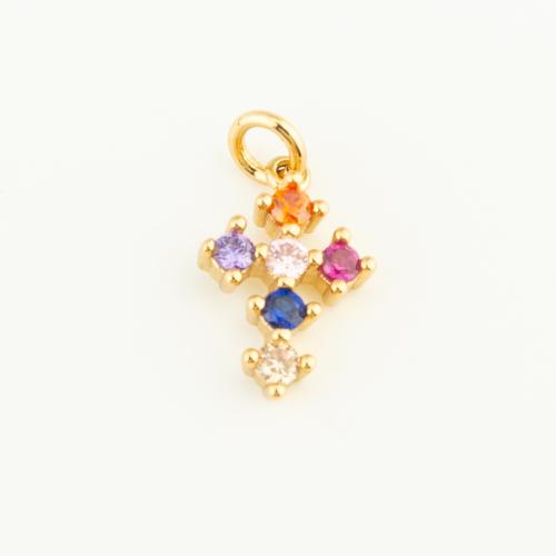 Cubique Pendentif en laiton zircon pavent, Losange, Placage de couleur d'or, DIY & pavé de micro zircon, plus de couleurs à choisir, protéger l'environnement, sans nickel, plomb et cadmium, 12x8x3mm, Vendu par PC