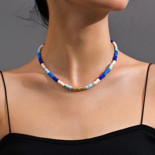 Collar de perlas de plástico, Arcilla polimero, con Perlas plásticas, Joyería & diferentes patrones para la opción, más colores para la opción, Vendido por UD