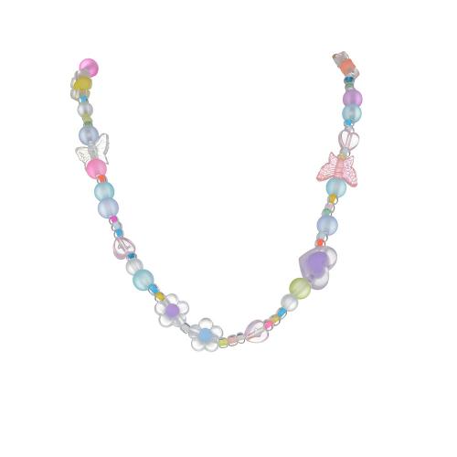 Resin Necklace, with 7cm extender chain, fashion jewelry, multi-colored, Length:38 cm, Sold By PC