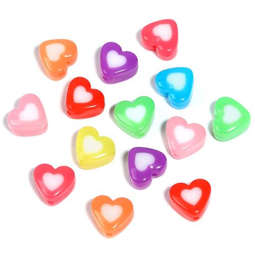 Perle acrylique, coeur, DIY, couleurs mélangées, 17x15mm, 100PC/sac, Vendu par sac