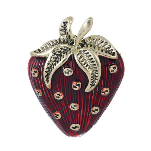 Tibetan Style Brooches, Strawberry, antique bronze color plated, fashion jewelry & Unisex & enamel, Sold By PC