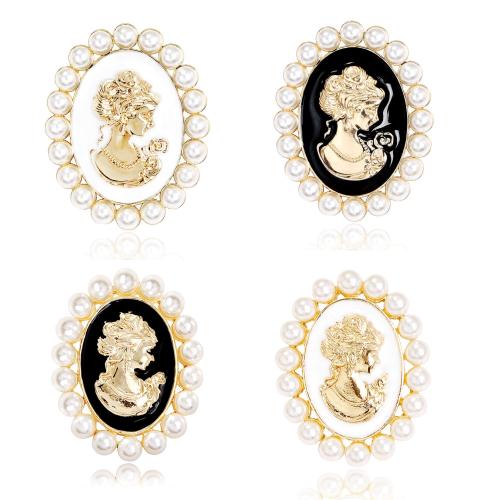 Tibetan Style Brooches, with Plastic Pearl, KC gold color plated, fashion jewelry & Unisex & enamel, more colors for choice, Sold By PC