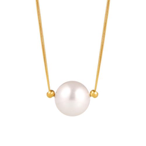 Collier d'acier titane, avec Shell Pearl, avec 5cm chaînes de rallonge, Placage, Double couche & bijoux de mode & pour femme, plus de couleurs à choisir, Longueur:Environ 50 cm, Vendu par PC