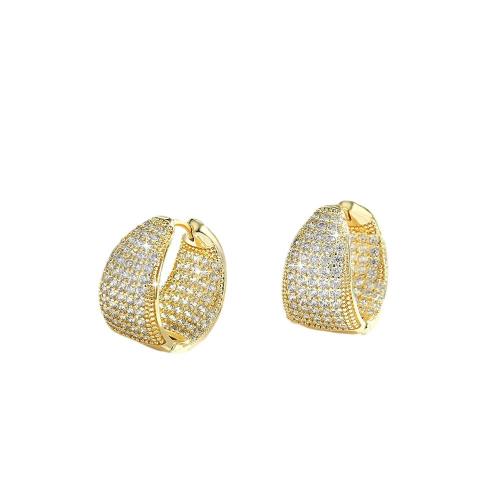 Cubic Zirconia Micro Pave Brass Earring, plated, micro pave cubic zirconia & for woman, more colors for choice, Sold By Pair