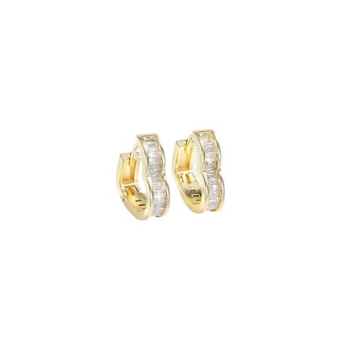 Boucles d'oreilles en laiton zircon cubique pavent, coeur, Placage, pavé de micro zircon & pour femme, plus de couleurs à choisir, Vendu par paire