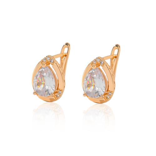 Boucles d'oreilles en laiton zircon cubique pavent, Placage, pavé de micro zircon & pour femme, plus de couleurs à choisir, Vendu par paire