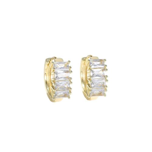 Boucles d'oreilles en laiton zircon cubique pavent, Placage, pavé de micro zircon & pour femme, plus de couleurs à choisir, Vendu par paire