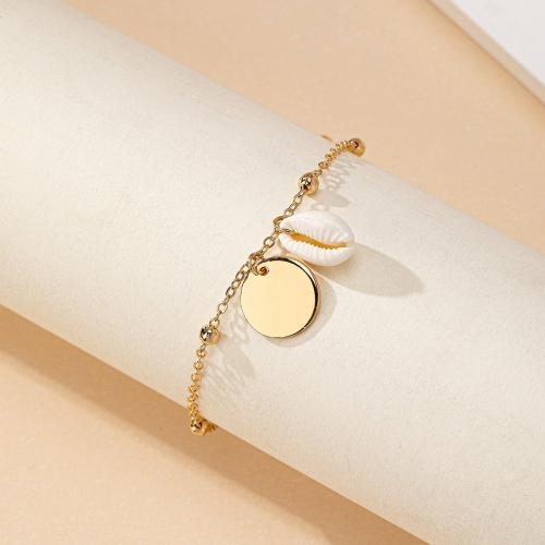 Iron Bracelet, with Shell, plated, for woman, gold, Sold By PC