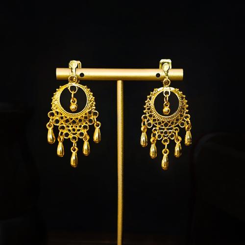 Tibetan Style Earring Clip, plated, different styles for choice & for woman, golden, Sold By Pair