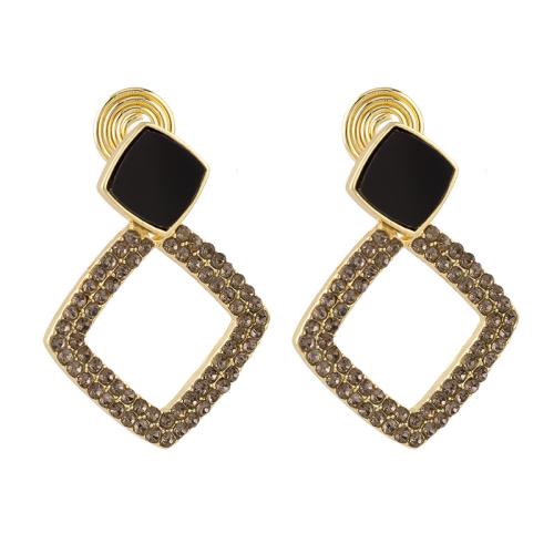 Pendientes de Perno de Aleación de Zinc, chapado, diferentes estilos para la opción & para mujer & con diamantes de imitación, dorado, 22x32mm, Vendido por Par