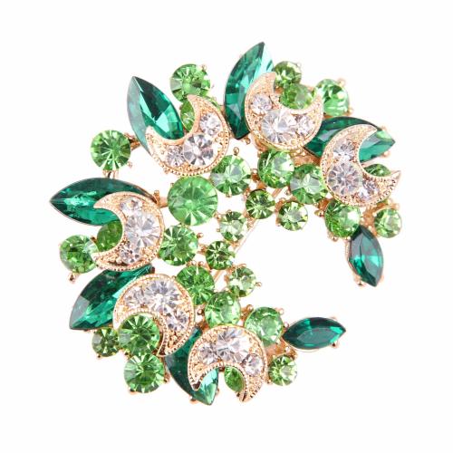 Tibetan Style Brooches, with Crystal, for woman & with rhinestone, more colors for choice, 55x45mm, Sold By PC