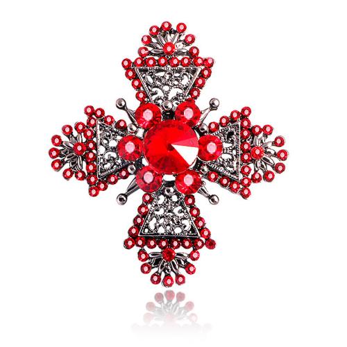 Tibetan Style Brooches, plated, for woman & with rhinestone, more colors for choice, Sold By PC