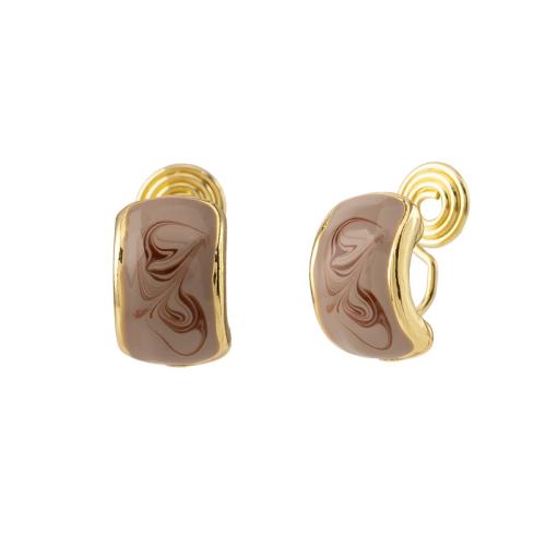 Tibetan Style Stud Earring, plated, different styles for choice & for woman & enamel, golden, 8x12mm, Sold By Pair