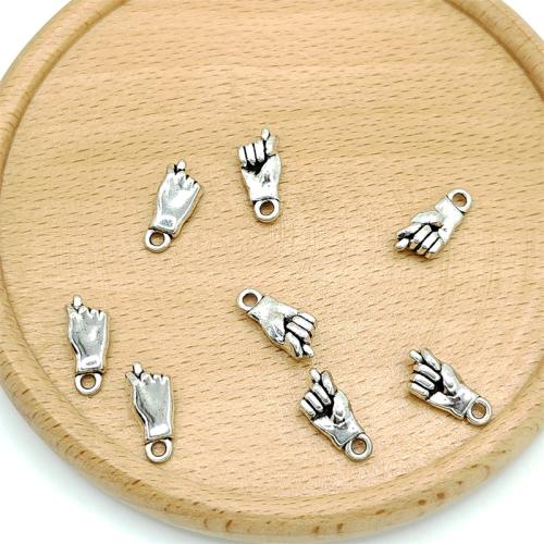 Tibetan Style Hand Pendants, antique silver color plated, DIY, 21x6mm, 100PCs/Bag, Sold By Bag