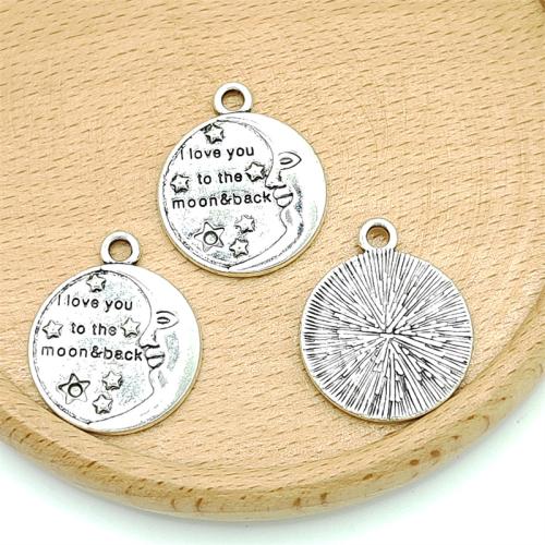 Tibetan Style Pendants, Moon and Star, antique silver color plated, DIY, 21x26mm, 100PCs/Bag, Sold By Bag