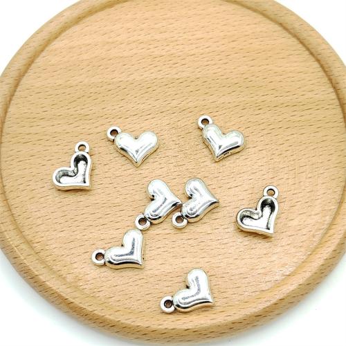 Zinklegierung Herz Anhänger, antik silberfarben plattiert, DIY, 14x10mm, 100PCs/Tasche, verkauft von Tasche