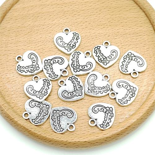 Tibetan Style Heart Pendants, antique silver color plated, DIY, 15x15mm, 100PCs/Bag, Sold By Bag