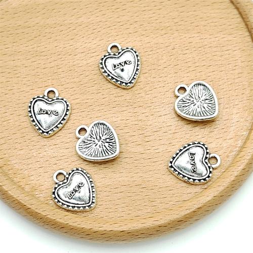 Tibetan Style Heart Pendants, antique silver color plated, DIY, 8x15mm, 100PCs/Bag, Sold By Bag