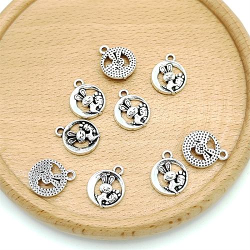 Tibetan Style Animal Pendants, Rabbit, antique silver color plated, DIY, 12x15mm, 100PCs/Bag, Sold By Bag