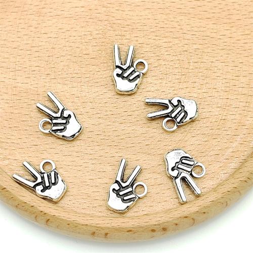 Zinklegierung Hand Anhänger, antik silberfarben plattiert, DIY, 10x14mm, 100PCs/Tasche, verkauft von Tasche