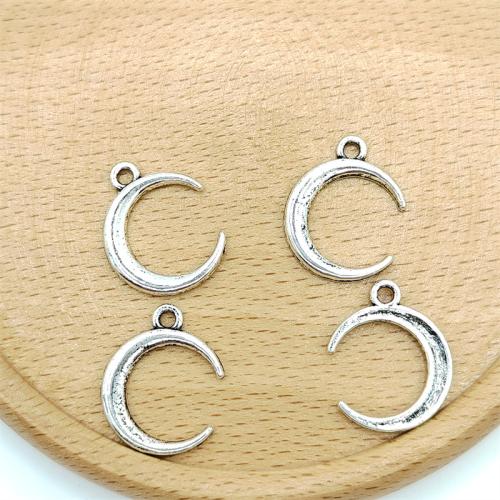 Tibetan Style Moon Pendants, antique silver color plated, DIY, 15x20mm, 100PCs/Bag, Sold By Bag