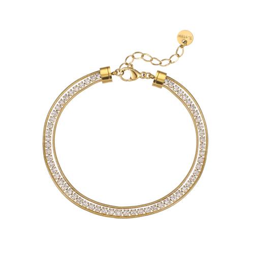 Bijoux bracelet en acier inoxydable, Acier inoxydable 304, avec 3cm chaînes de rallonge, bijoux de mode & pavé de micro zircon & pour femme, plus de couleurs à choisir, Longueur:Environ 17 cm, Vendu par PC