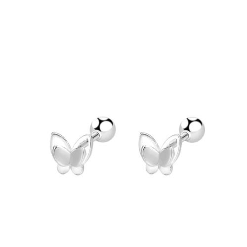 925 Sterling Silver Stud Earrings, Butterfly, fashion jewelry & for woman, 6x6mm, Sold By Pair