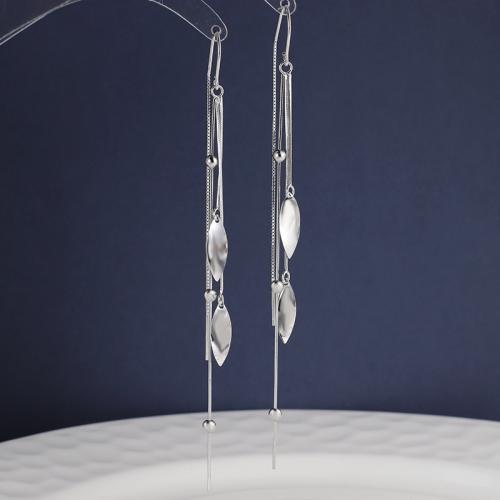 925 Sterling Silver Thread Through Earrings, fashion jewelry & for woman, 9.50x100mm, Sold By Pair