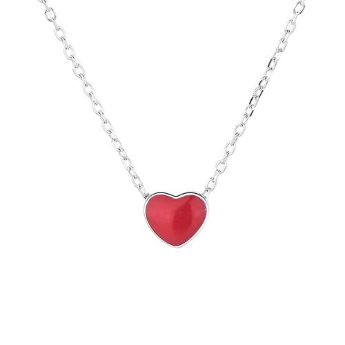 925 Sterling Silver Necklaces, with 5cm extender chain, Heart, fashion jewelry & for woman & epoxy gel, Length:Approx 40 cm, Sold By PC