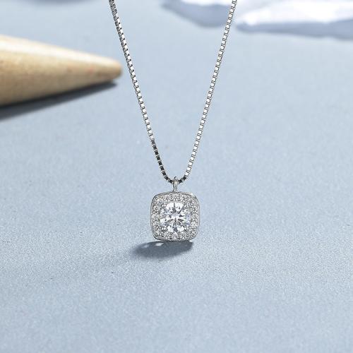 Cubic Zircon Micro Pave 925 Sterling Silver Necklace, with 5cm extender chain, fashion jewelry & micro pave cubic zirconia & for woman, Length:Approx 40 cm, Sold By PC