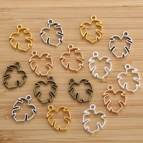 Tibetan Style Leaf Pendants, plated, DIY, more colors for choice, nickel, lead & cadmium free, 15x19mm, 100PCs/Bag, Sold By Bag