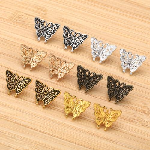 Tibetan Style Shank Button, Butterfly, plated, DIY, more colors for choice, nickel, lead & cadmium free, 12x14.50mm, 100PCs/Bag, Sold By Bag