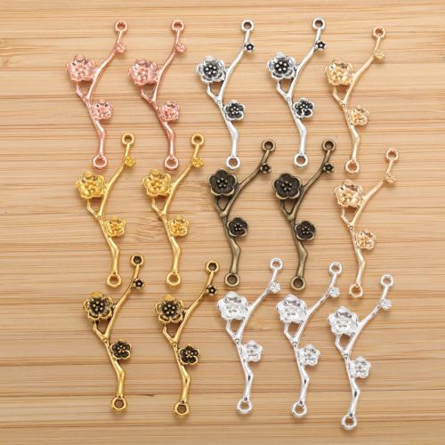 Flower Tibetan Style Connector, Plum Blossom, plated, DIY & 1/1 loop, more colors for choice, nickel, lead & cadmium free, 13x38mm, 100PCs/Bag, Sold By Bag