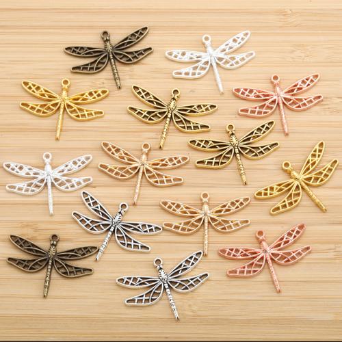 Tibetan Style Animal Pendants, Dragonfly, plated, DIY & hollow, more colors for choice, nickel, lead & cadmium free, 25x35mm, 100PCs/Bag, Sold By Bag