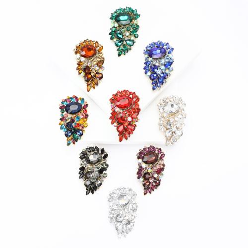 Tibetan Style Brooches, plated, for woman & with rhinestone, more colors for choice, nickel, lead & cadmium free, Sold By PC