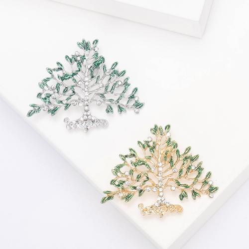 Broches de aleación de zinc, Árbol, chapado, para mujer & con diamantes de imitación, más colores para la opción, libre de níquel, plomo & cadmio, Vendido por UD