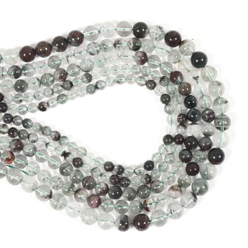 Natural Quartz Jewelry Beads, Green Phantom Quartz, Round, DIY & different size for choice, mixed colors, Sold By Strand