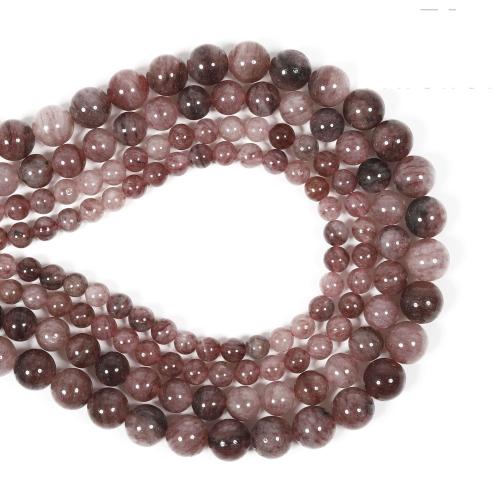 Natural Quartz Jewelry Beads, Strawberry Quartz, Round, DIY & different size for choice, mixed colors, Sold By Strand