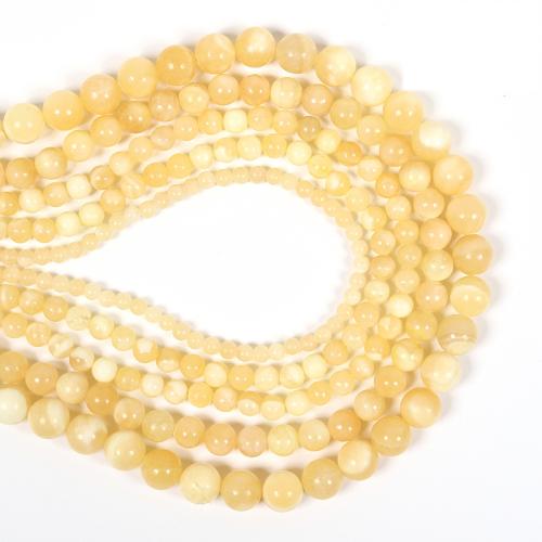 Perles en jade, Jade brun pâle, Rond, DIY & normes différentes pour le choix, Jaune, Vendu par brin