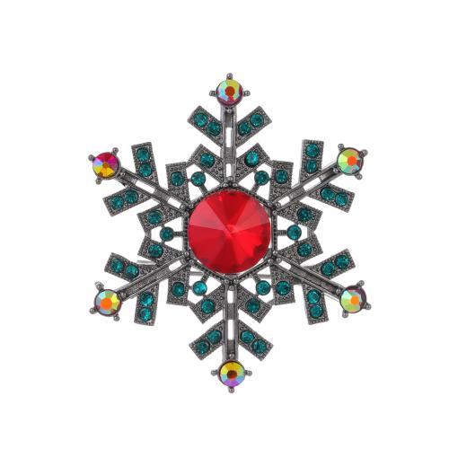 Tibetan Style Brooches, with Natural Stone, Snowflake, gun black plated, fashion jewelry & Unisex & with rhinestone, Sold By PC