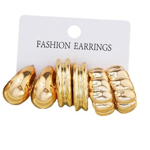 Earring Jewelry, Copper Coated Plastic, plated, three pieces & fashion jewelry & for woman, golden, Sold By Set