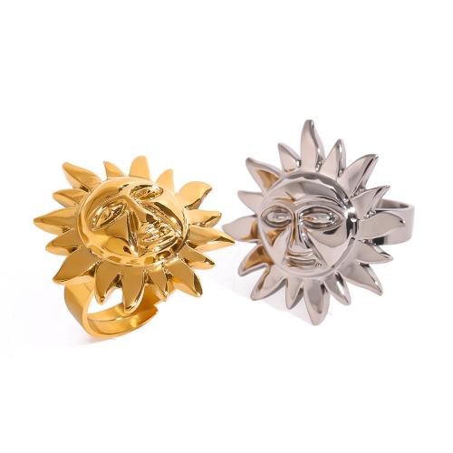 Stainless Steel Finger Ring, 304 Stainless Steel, Flower, plated, fashion jewelry & for woman, more colors for choice, Sold By PC