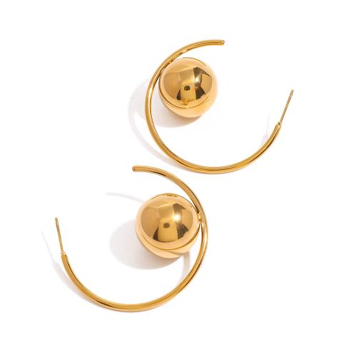 Stainless Steel Stud Earrings, 304 Stainless Steel, 18K gold plated, fashion jewelry & for woman, Sold By Pair